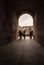 Interior of the Rome Colosseum with tourists - Italy