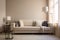 interior room beige living room space stylish architecture light design apartment. Generative AI.