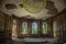 Interior of ruined round hall of an abandoned mansion Earl Voeikov