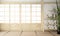 Interior ryokan Room empty zen very japanese style with tatami mat floor.3D rendering
