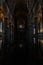 Interior of Salisbury Cathedral in England with a vaulted ceiling and columns