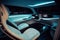 Interior of the salon of futuristic car - the vehicle of the future concept