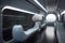 Interior of the salon of futuristic train, metro, subway - the vehicle of the future concept