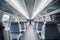 Interior of the salon of futuristic train, metro, subway - the vehicle of the future concept