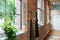 Interior shot of old historic brick building with large airy windows, Adirondack Salt Caves, Glens Falls, New York, 2018