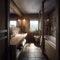 Interior of small bathroom in modern Swiss chalet