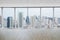Interior space of modern empty office with city view background
