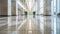 Interior of spacious lobby of commercial building, clean shiny floor in office hall after professional cleaning service. Concept