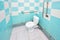 Interior of specially adapted bathroom toilet with friendly design for people with disability handicapped with disabilities or