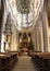 Interior of St. Barbara`s Church, gothic vaulted ceiling and columns, main nave, Kutna Hora, Czechia