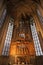 Interior of St. James Church in Rothenburg Ob der Tauber, wooden behind the altar the image of the ` Holy Blood`. Bavaria,