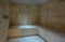 Interior of steam room finished with beige marble