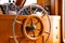 Interior steering wheel of large yacht boat