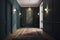 Interior of stylish hallway with rug. Generative AI