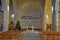 Interior of Tabgha or Church of the Multiplication of the Loaves and Fishes at Christmas with decorations.