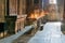 The interior of the temple at Geghard monastery, Armenia.