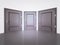 Interior with three closed doors in 3D
