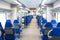 The interior of the train `Lastochka` is a Russian high speed electric express train, based on Siemens Desiro design. Moscow centr