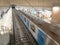 interior of the underground metro station of Olivais in Lisbon seen in tapered perspective