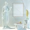 Interior vertical orientation poster mockup with antique greek sculpture