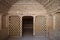 Interior of a very old reconstructed brick building with lattice walls and Persian decorations. Yazd, Iran