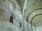 Interior view of abstract ancient church stone dome
