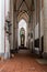 Interior view of the Cathedral of Schwerin, Germany. Low angle view of organ