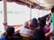 Interior view CHAO PHRAYA river express passenger transportation boat