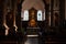 Interior view of chapel of Mont Sainte-Odile cathedral church with senior people