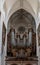 Interior view of the church organ and central nave of the Collegiale Notre Dame church in Dole