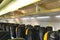 Interior view of deserted seats in low cost commercial airplane