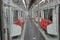 An interior view of empty suburb Red Line Mass Transit System