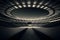 Interior view of an illuminated soccer stadium for a game. Neural network generated art