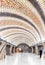 Interior view of a modern metro station in Budapest subway