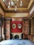 Interior view at the Monserrate Palace library, ornamented ceiling and furniture, on Sintra, traditional summer resort of the