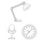 Interior of the workplace outline icons in set collection for design. Office furniture vector symbol stock web