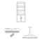 Interior of the workplace outline icons in set collection for design. Office furniture vector symbol stock web