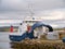 The interisland ro-ro car ferry Bigga at the Gutcher ferry terminal on the island of Yell in Shetland, UK