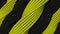 Interlaced diagonal shapes in yellow and black colors in the form of slings. Abstract background. 3d rendering