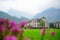 Interlaken town surrounded by famous mountain peaks