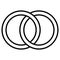 Interlocking circles icon sign, outline rings. Circles, rings wedding concept icon symbol