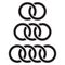 Interlocking circles, rings contour. Circles, rings concept icon