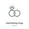 Interlocking rings outline vector icon. Thin line black interlocking rings icon, flat vector simple element illustration from