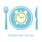 Intermittent Fasting. Vector illustration of a plate with a fork, a knife, a clock and place for your text.