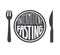 Intermittent Fasting. Vector illustration of a plate with a fork and a knife and hand lettering.