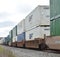 Intermomdal train container freight double stacked