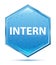 Intern crystal blue hexagon button