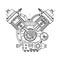 An internal combustion motor. The drawing engine of the machine in section, illustrating the inner structure - the