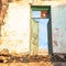 Internal door in dilapidated house