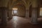 Internal hall with columns at the Castle of Evoramonte